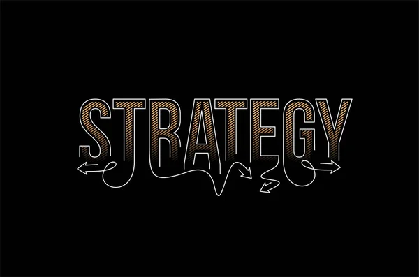 Strategie Calligraphic Line Art Text Shopping Poster Vector Illustration Design — Stockový vektor