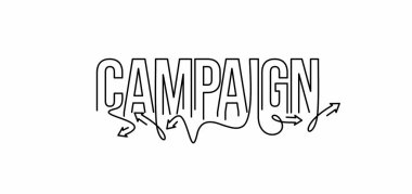 Kamp Hattı Sanat Metin Alış veriş poster çizimi tasarımı.