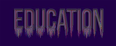 Eğitim Hattının Sanatı Metin Alış veriş poster illüstrasyonu Tasarımı.