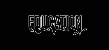 Eğitim Hattının Sanatı Metin Alış veriş poster illüstrasyonu Tasarımı.