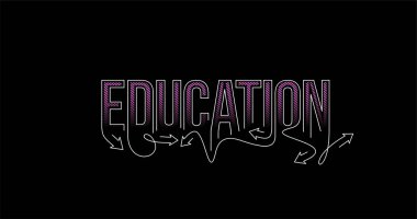 Eğitim Hattının Sanatı Metin Alış veriş poster illüstrasyonu Tasarımı.