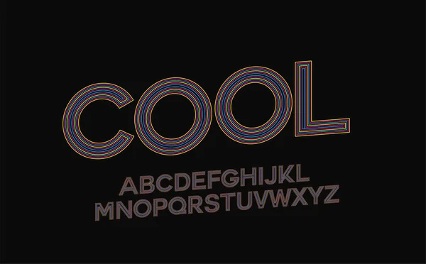 Kleurrijk Alfabet Lettertype Letters Cijfers Symbolen — Stockvector