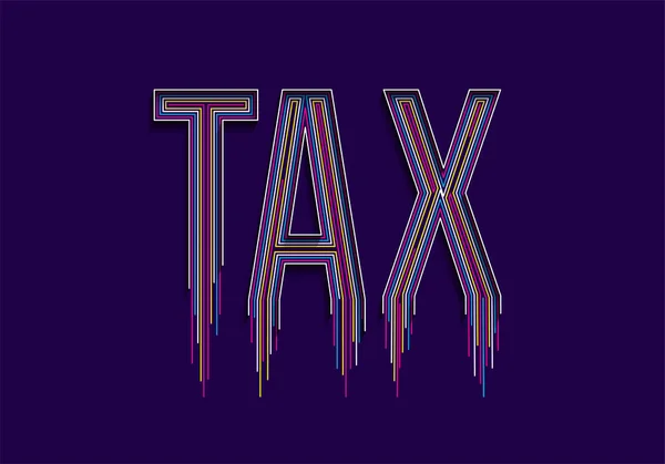 Tax Calligraphic Line Art Testo Banner Poster Vettoriale Illustrazione Design — Vettoriale Stock