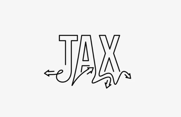 Tax Calligraphic Line Art Texto Banner Poster Vector Illustration Design — Vetor de Stock