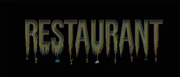 Restaurante Caligrafía Línea Arte Texto Banner Cartel Vector Ilustración Diseño — Archivo Imágenes Vectoriales