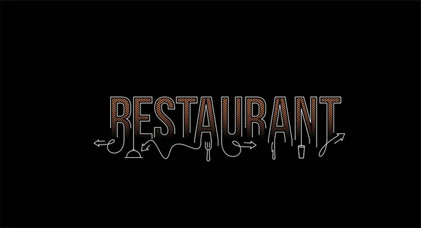 Restaurant Calligraphie Ligne Art Texte Bannière Affiche Vectoriel Illustration Design — Image vectorielle