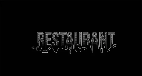 餐厅书法线条艺术文字横幅海报矢量插图设计 — 图库矢量图片