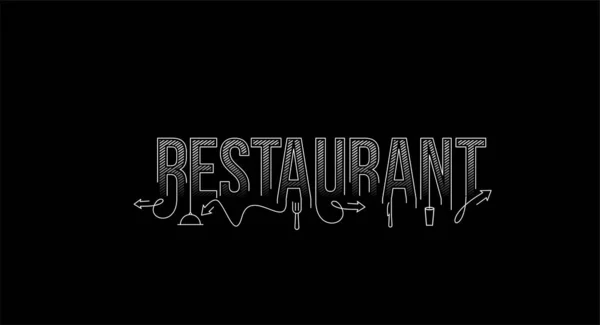 Restaurante Caligrafía Línea Arte Texto Banner Cartel Vector Ilustración Diseño — Vector de stock