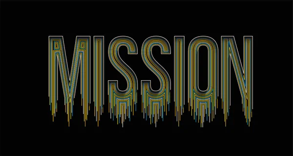 Mission Calligraphic Line Art Text Banner Poster Vector Illustration Design — 스톡 벡터