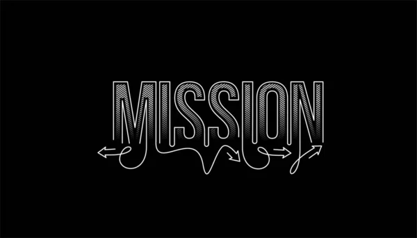 Mission Calligraphic Line Art Text Banner Poster Vector Illustration Design — Stockový vektor