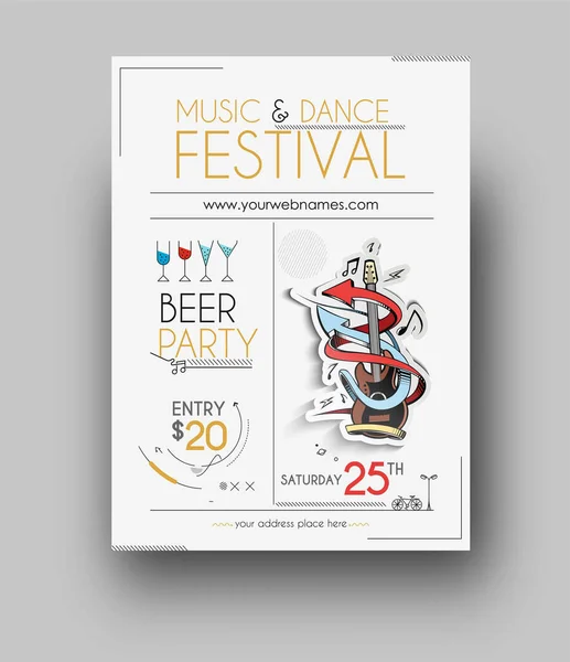 Music Party Brochure Flyer Magazine Cover Poster Template Vector Illustration — Stock Vector