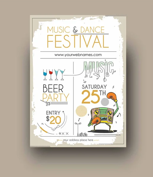 Brochure Feste Musicali Volantini Copertina Riviste Poster Illustrazione Vettoriale — Vettoriale Stock