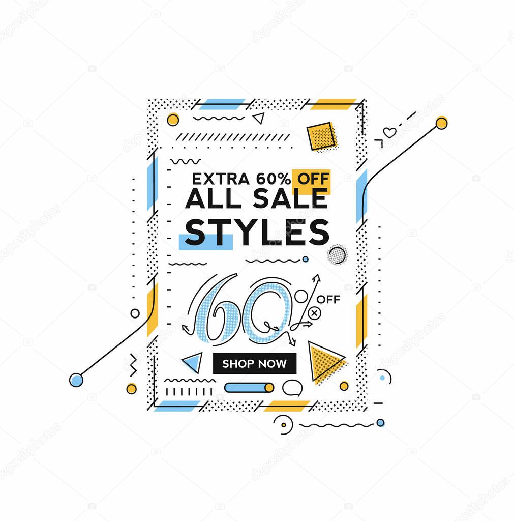 60% OFF Flash Sale Discount Banner Template Promotion Big sale special offer. end of season special offer banner. vector illustration.