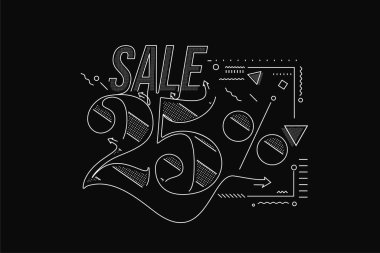 % 25 indirimli indirimli bayrak. İndirimli fiyat etiketi. Vektör Modern Yapıştırma İllüstrasyonu.