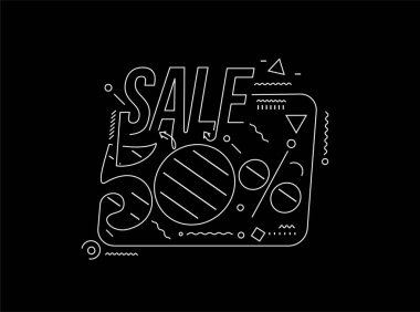 % 50 indirimli indirimli bayrak. İndirimli fiyat etiketi. Vektör Modern Yapıştırma İllüstrasyonu.