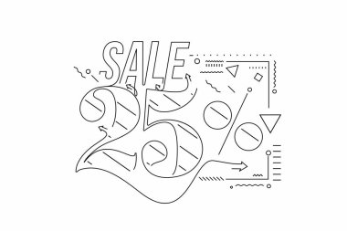 % 25 indirimli indirimli bayrak. İndirimli fiyat etiketi. Vektör Modern Yapıştırma İllüstrasyonu.