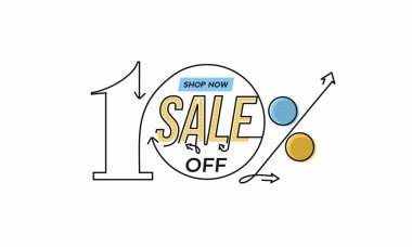 % 10 indirimli indirimli bayrak. İndirimli fiyat etiketi. Vektör Modern Yapıştırma İllüstrasyonu.