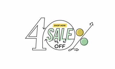% 40 indirimli indirimli bayrak. İndirimli fiyat etiketi. Vektör Modern Yapıştırma İllüstrasyonu.