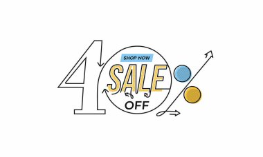 % 40 indirimli indirimli bayrak. İndirimli fiyat etiketi. Vektör Modern Yapıştırma İllüstrasyonu.