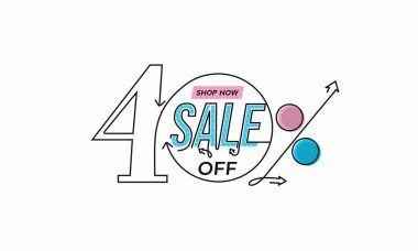 % 40 indirimli indirimli bayrak. İndirimli fiyat etiketi. Vektör Modern Yapıştırma İllüstrasyonu.