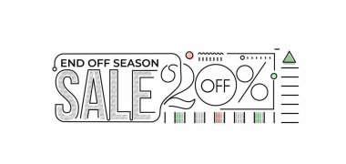 % 20 indirimli indirimli bayrak. İndirimli fiyat etiketi. Vektör Modern Yapıştırma İllüstrasyonu.