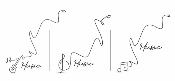 Set Von Musik Kalligrafische Linienkunst Text Einkaufen Poster Vektor Illustration — Stockvektor