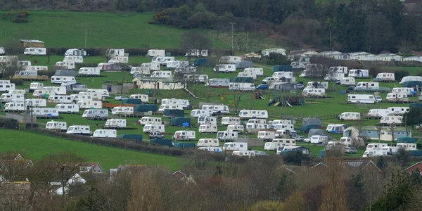 Parque de caravanas cerca de la ciudad costera de Seaton — Foto de Stock