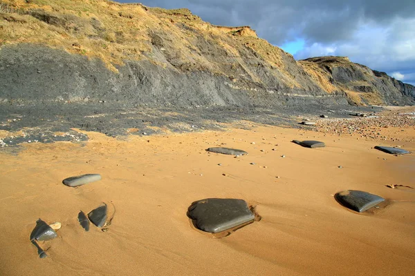 Playa Costa Jurásica Cerca Aldea Charmouth Famosa Por Los Fósiles — Foto de Stock