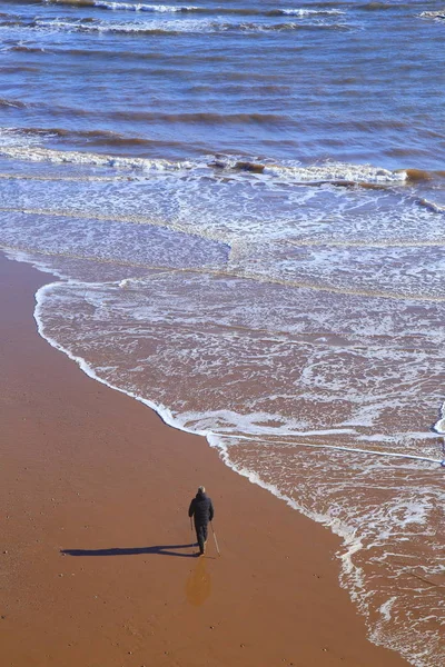 Onde Sulla Spiaggia Sabbiosa Sidmouth Devon — Foto Stock