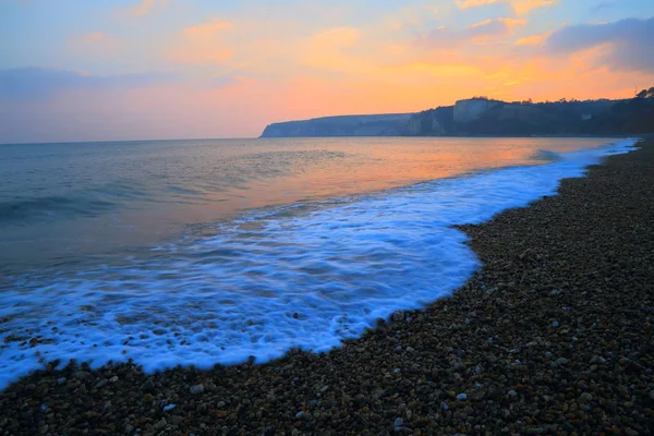 Zonsondergang Bier Hoofd East Devon Jurassic Coast — Stockfoto