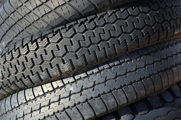 Row Used Car Tires — Stock Photo, Image