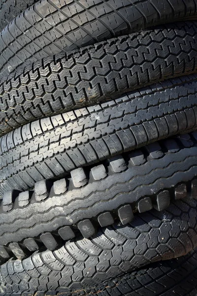 Row Used Car Tires — Stock Photo, Image