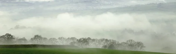 Foggy Manhã Axe Valley East Devon Visto Musbury Hill — Fotografia de Stock