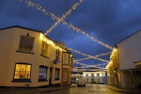 Luz Navidad Ciudad Colyton Devon —  Fotos de Stock