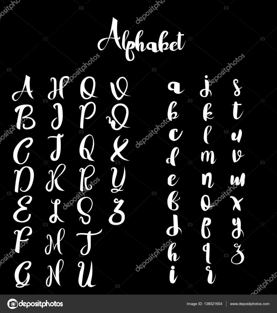 Image vectorielle Alphabet manuscrit calligraphie citation lettres de police,  blanc sur le tableau noir vecteur de fond par ©alina.88@inbox.ru - 138021604, image size:907x1024