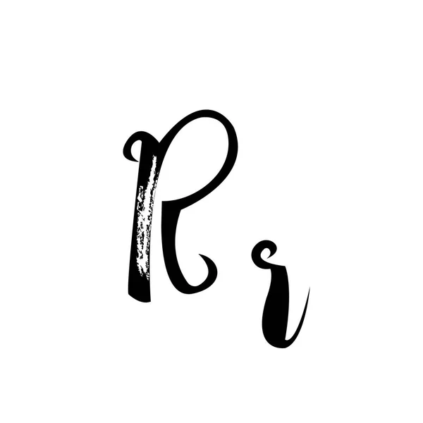 Levél ábécé kalligráfia. Kézírásos kalligráfia minták levél vektor — Stock Vector