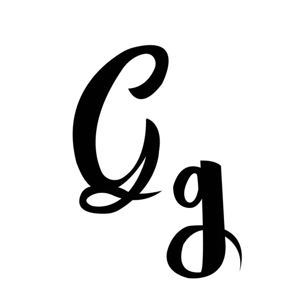 Alfabeto letra G lettering vetor caligrafia manuscrito —  Vetores de Stock