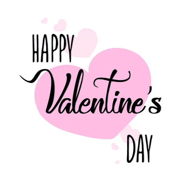 С Днем Святого Валентина, открытка от руки. 14 февраля современная каллиграфия с романтической иллюстрацией. Винтажный розовый фон любви . — стоковый вектор