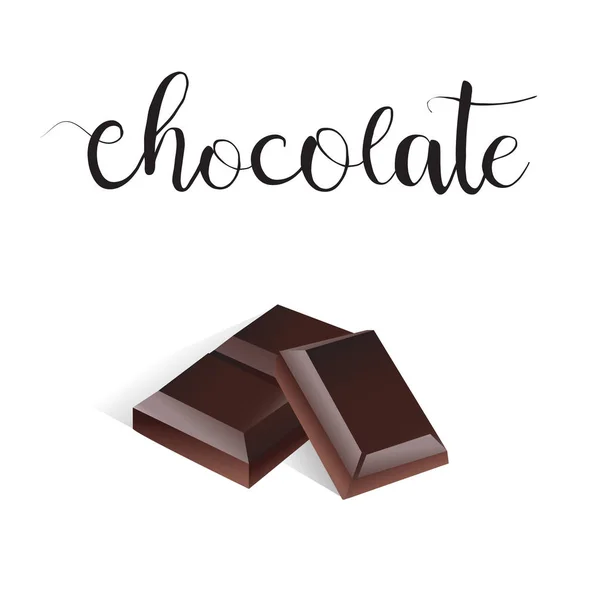 Vecteur de tranches de chocolat. Chocolat noir réaliste — Image vectorielle
