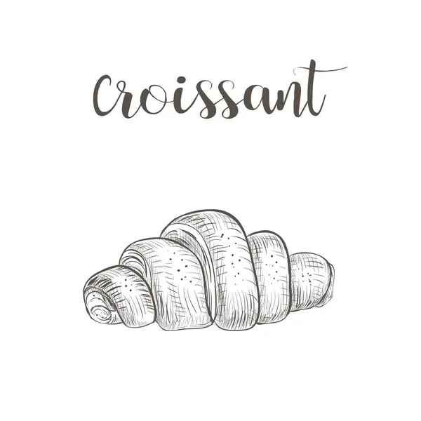 Croissant bakverk. Skiss av en vintage stil hand ritning. Vektorillustration — Stock vektor