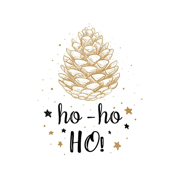 Ho Ho Ho lettrage vectoriel dessiné à la main Noël — Image vectorielle