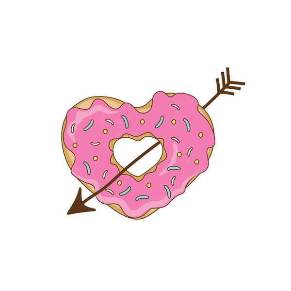 Sweet heart from a donut with an arrow. — Stock Vector