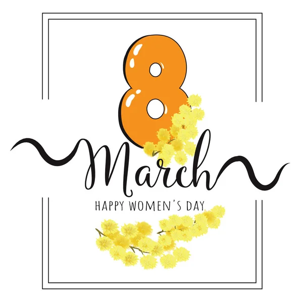 Plakat glücklicher Frauentag 8. März Mimosen — Stockvektor