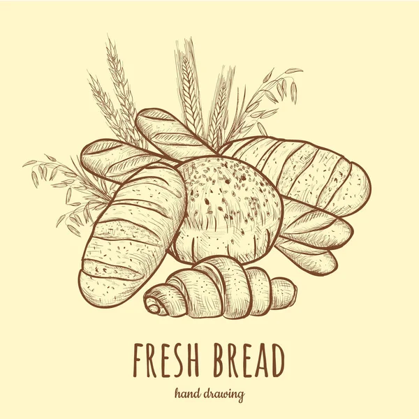 Illustrazione del vettore del pane fresco. prodotti da forno . — Vettoriale Stock