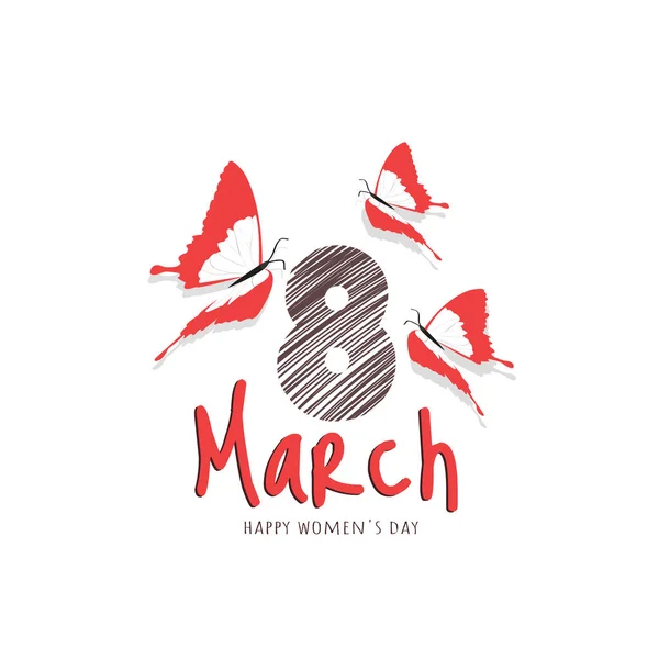 Fröhlicher Frauentag 8. März florale Grußkarte — Stockvektor