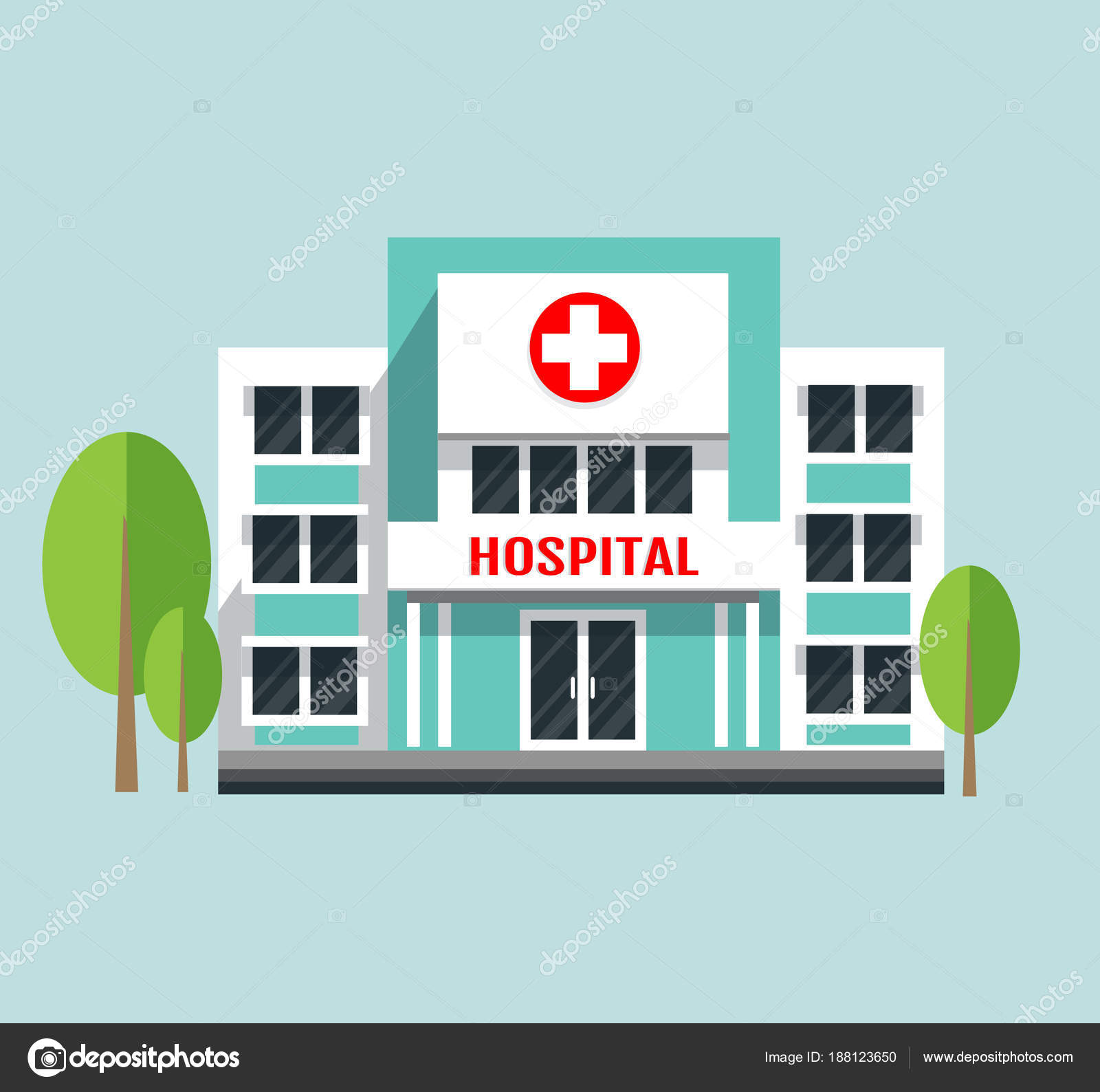 Image vectorielle Bâtiment hospitalier illustration vectorielle plate . par  ©alina.88@inbox.ru - 188123650, image size:1600x1588