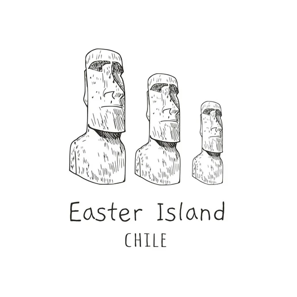Stenen beelden van Moai (standbeeld, idol) Chili — Stockvector