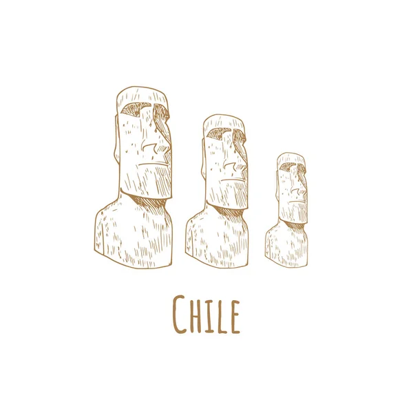 Stone statues of Moai (statue, idol) Chile. — Stock Vector