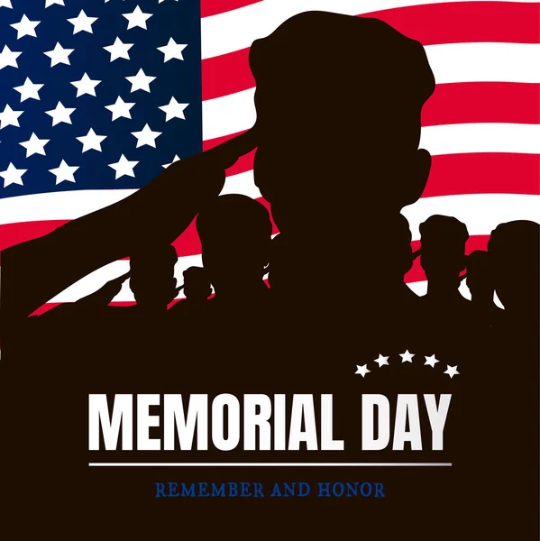 Memorial day Silhouettes of soldiers — Stock Vector