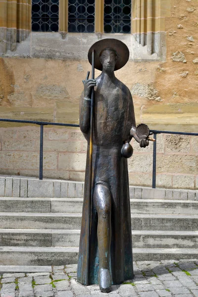 Estátua de São Jacó segurando concha em Rothenburg ob der Tauber , — Fotografia de Stock
